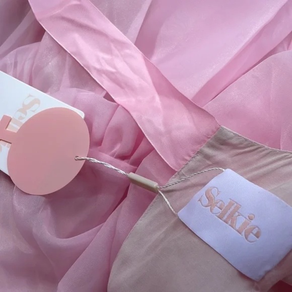 Selkie The Poptart Dream Girl Dress – Pink Organza Puff Sleeve Midi - Picture 11 of 11